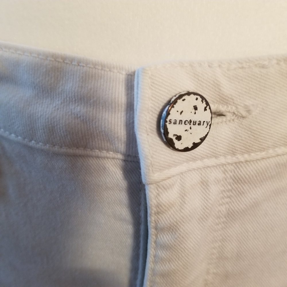Sanctuary White Moto Zip Cropped Ankle Jeans